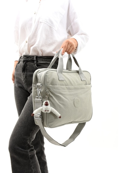 Özer-3027 Sanmorris Unisex Krinkıl Suya Dayanıklı Çapraz-el Askılı Evrak Ve Laptop Çantası Açık Gri