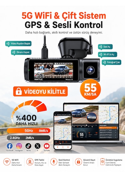 Vantrue Nexus 5s N5s 2.7k Qhd 4 Kameralı Sony Starvıs 2 Araç Kamerası