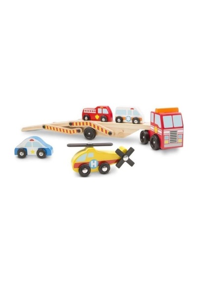 Melissa&Doug Ahşap Acil Yardım Araçları Taşıyıcı Tır