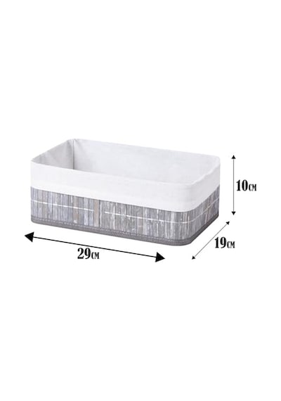 Deconox Bambu Çok Amaçlı Saklama Kutusu Düzenleyici Orta Boy Organizer, Dekoratif Bambu Düzenleyici Gri 29x19x10cm