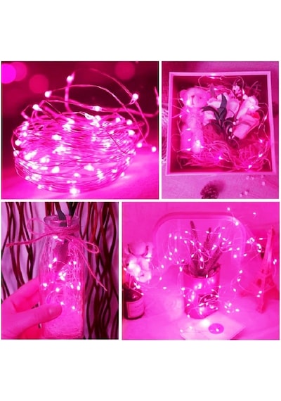 5 Metre Pembe Pilli Led Işık Canlı Pembe Işık Ip65 Su Geçirmez Sevgililer Gününe Özel Pembe Led Işık Pembe
