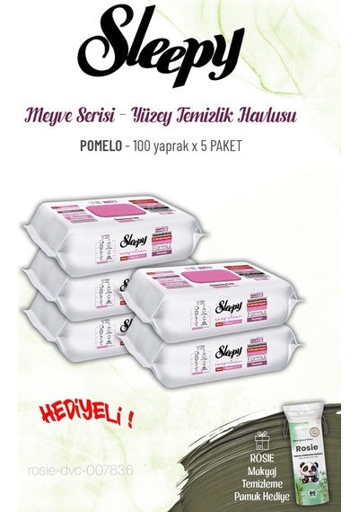 Sleepy Pomelo Yüzey Temizlik Havlusu 100 Yaprak X 5 Paket Ve Rosıe Tekli