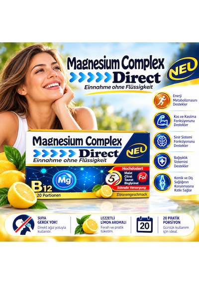 Magnesium Complex Direct Limon Aromalı 20 Porsiyon