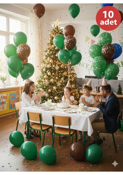 10 Adet Yeşil Metalik Balonlar Parti & Kutlama Paketi Diğer