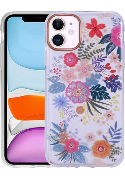 Apple iPhone Uyumlu 11 Desenli Simli Sert Svl İnka Kılıf no2