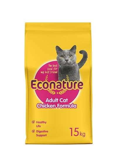 Econature Yetişkin Kuru Kedi Maması Adult Cat Sarı Ambalaj Tavuk Etli 15 Kg