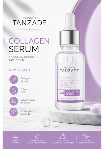 Produkt By Tanzade Collagen Lift Yüz Serumu 30 Ml Kolajen, Hyalüronik Asit Ve Retinol İçeren Yoğun Nem Bakımı