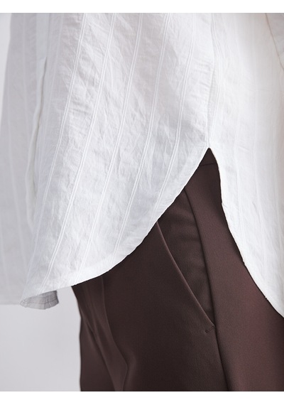 Lcwaıkıkı Classic Beyaz Çizgili Oversize Kadın Gömlek