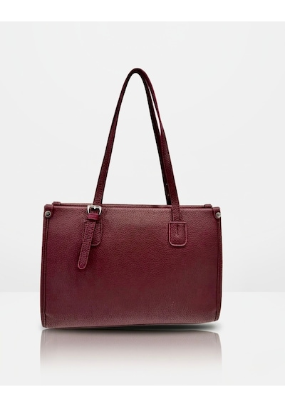 Just Polo Kadın Yeni Sezon Yumuşak Deri Büyük Boy Fermuarlı Lüks Tasarım El Çantası Shopper Bordo