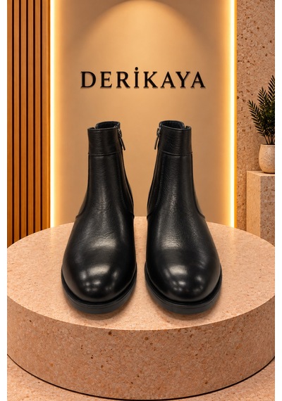 Deri Kaya Bot Bot & Bootie Siyah