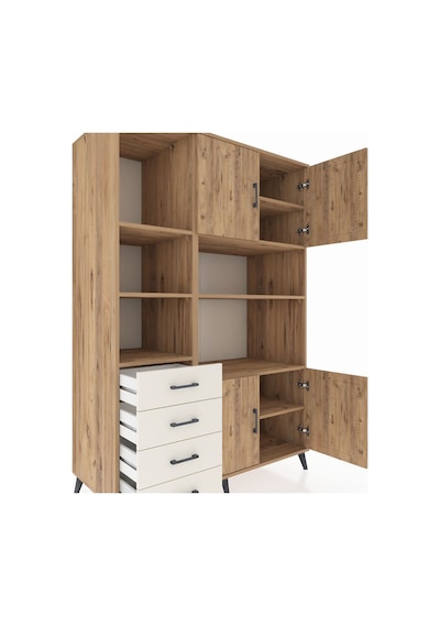 Kronos Dolap 8 Raflı 4 Çekmeceli 4 Kapaklı 132x59x195 Çam-çam... Çam