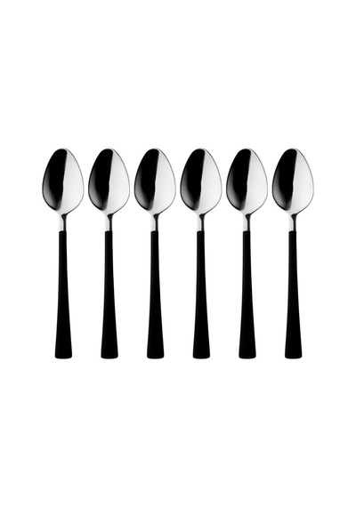 6 Parça Çay Kaşığı Seti, Paslanmaz Çelik, Gümüş Siyah, 11 Cm Çok Renkli