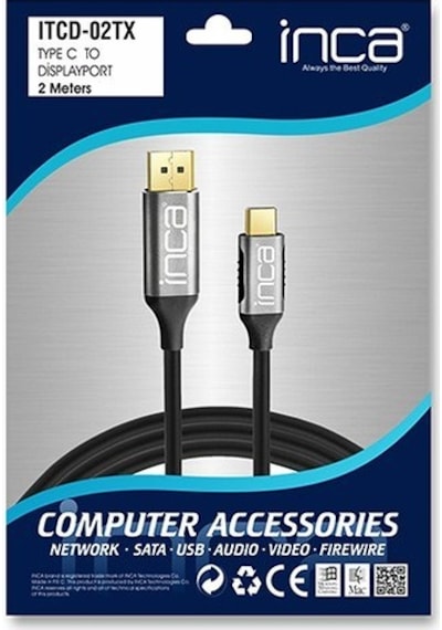 Nca Itcd 02Tx Type C To Display Port Altın Uçlu 4K 2 Metre Kablo