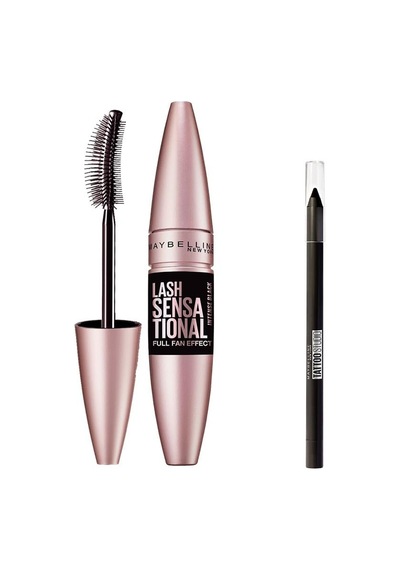 Maybelline New York Lash Sensational Yelpaze Etkili Maskara - Ekstra Siyah 9.5 Ml & Mini Tattoo Liner Gel Pencil Makyaj Seti Sku: Smgstk07e93783dd