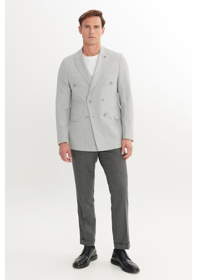 AC&Co / Altınyıldız Classics Erkek Grı Slim Fit Dar Kesim Kırlangıç Yaka Armürlü Kapak Cepli Kruvaze Ceket Grı AC&Co / Altınyıldız Classics Erkek Grı Slim Fit Dar Kesim Kırlangıç Yaka Armürlü Kapak Cepli Kruvaze Ceket Grı