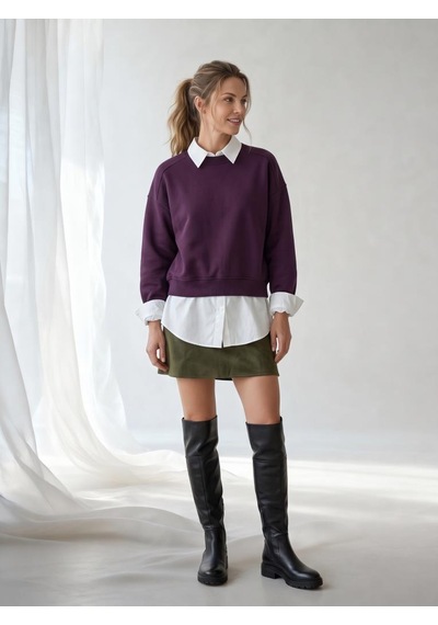 Nealirsanall.com Kadın Yüksek Bel Slim Fit Süet Mini Etek Haki Yeşil