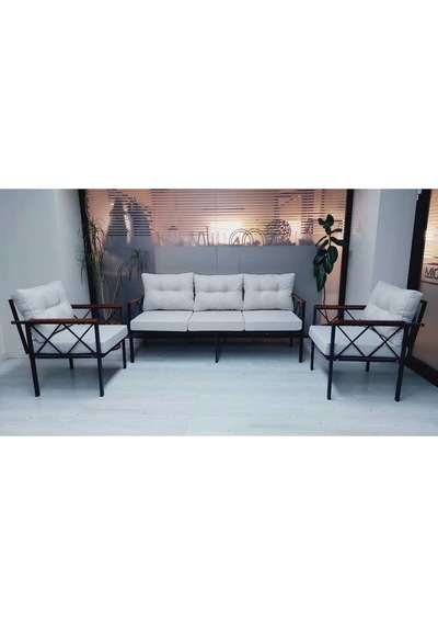 Safir Balkon-bahçe-kafe Çay Seti Koltuk Oturma Takımı-oturma Grubu Krem