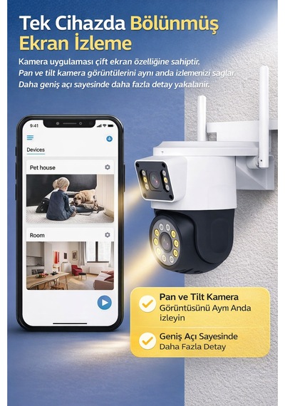 2k Çift Lensli Full Hd Kablosuz Güvenlik,ptz Otomatik Takip İle İç Ve Dış Mekan İçin Wifi Kamera,