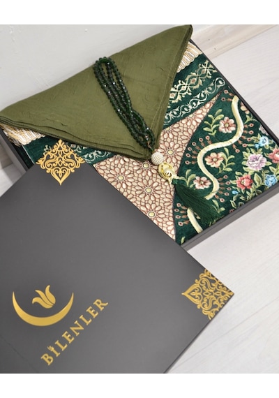 Çeyizlik Hediyelik Seccade Eşarp Tesbih Set Kadife Astarlı Seccade, Eşarp, Kristal Tesbih Kutulu Lüks Hediye Seti Yeşil Çeyizlik Hediyelik Seccade Eşarp Tesbih Set Kadife Astarlı Seccade, Eşarp, Kristal Tesbih Kutulu Lüks Hediye Seti Yeşil