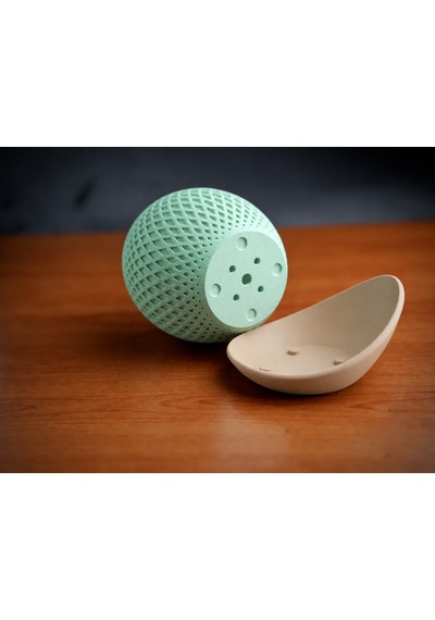 3d Baskı Küre Saksı - Kafes Dokulu İki Parçalı Dekoratif Saksı - Mint-bej