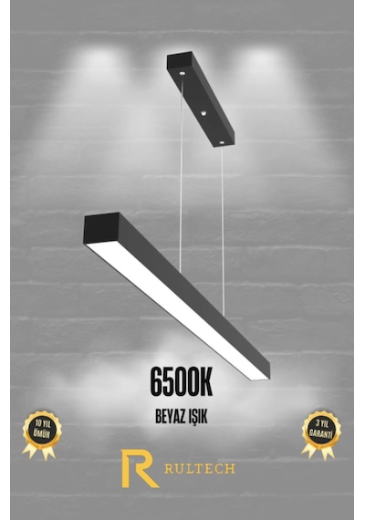 Linear 150cm Siyah Kasa Ledli Sarkıt Modern Led Avize, Salon, Mutfak, Masa Üstü Avize Aydınlatma Beyaz
