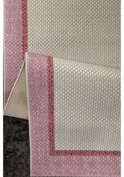 Natura Sisal Hasır Görünümlü Çift Bordürlü Oval Halı Ntr33 Pembe