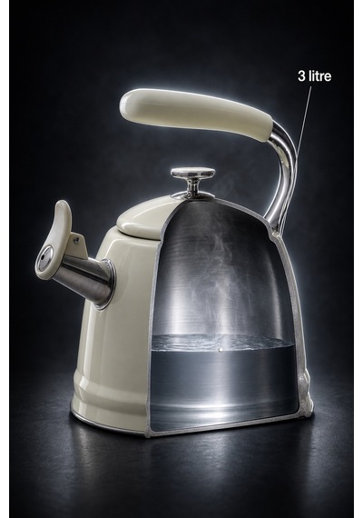 Teatime Paslanmaz Çelik Düdüklü Su Isıtıcısı Krem - 3 L Diğer