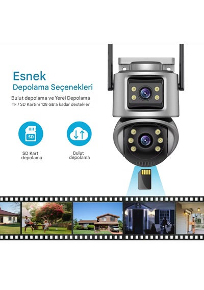 8mp Wifi Ptz Kameralar Dış Mekan 4k Çift Lens Çift Ekran Otomatik