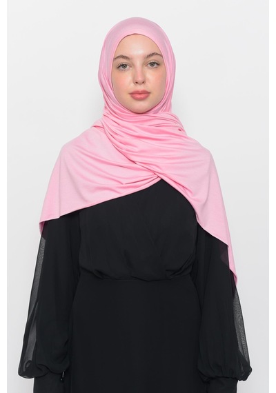 Altobeh Hazır Pratik Geçmeli Lüks Düz Penye Şal Eşit Hizalı Açık Pembe