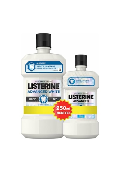 Listerine Advanced White Ağız Suyu 500 Ml + 250 Ml Set