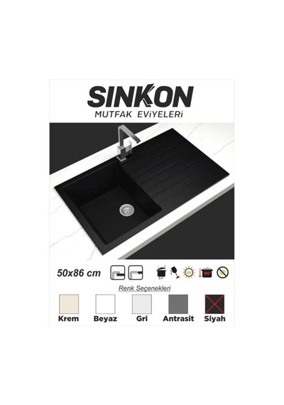Sinkon Siyah Granit Eviye 50 x 86 - Sg86 - Sinkon