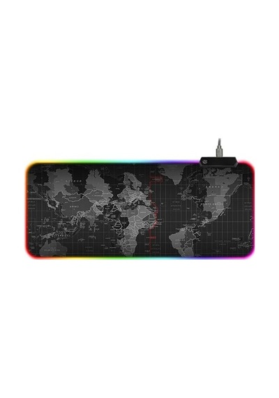 80x30 Cm Dünya Desenli Rgb Led Işıklı Gaming Mouse Pad, Kaymaz Taban