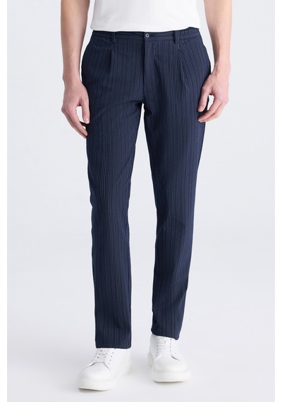 Twn Slim Fit Lacivert Çizgili Pamuklu Jogger Pantolon 4ec0305013442 101