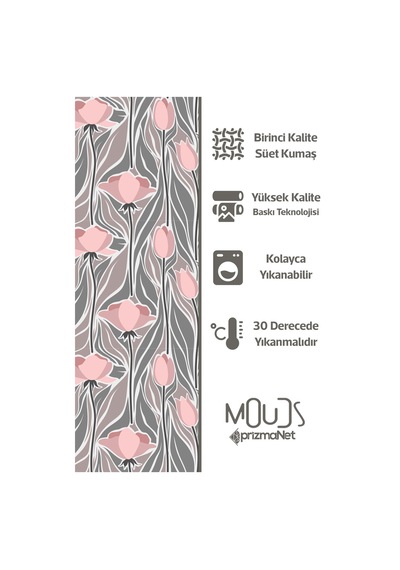 Mirror Flowers 1 Desenli Süet Oturma Odası Salon Fon Perde Baskılı Ekstrafor Büzgü Tek Kanat Çok Renkli