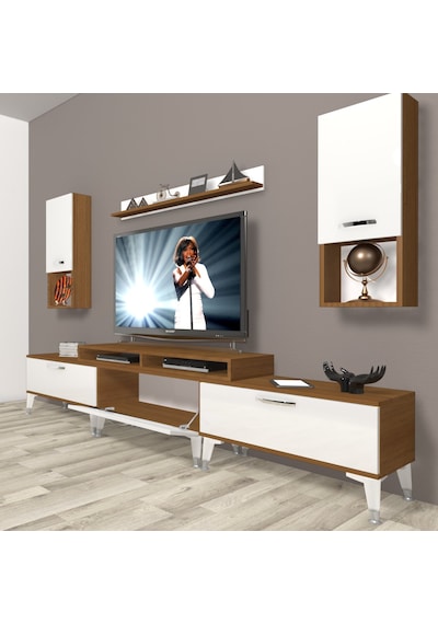 Decoraktiv Ekoflex 270da Slm Silver Tv Ünitesi Tv Sehpası Ceviz - Beyaz