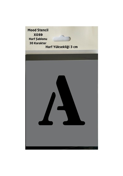 Stencil Harf Boyama Şablonu X059 Harf Yüksekliği 3 Cm