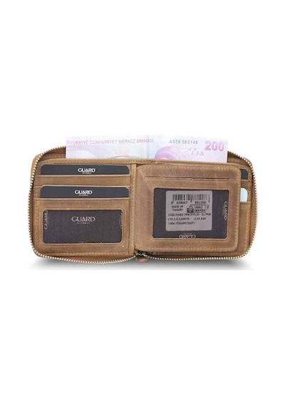 Guard Antik Taba Fermuarlı Yatay Mini Deri Cüzdan - Grd2403xw22459 Çok Renkli