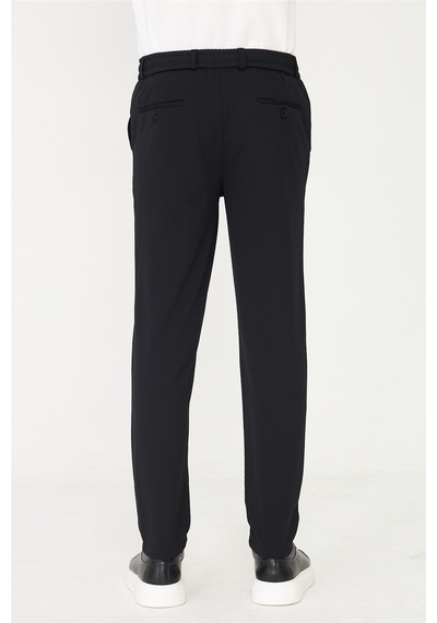 Siyah Bağcıklı Modern Kesim Jogger Pantolon Siyah