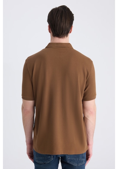 D's Damat Ds Damat Regular Fit Kahverengi Pike Dokulu %100 Pamuklu T-shirt 4hc140211214m 201