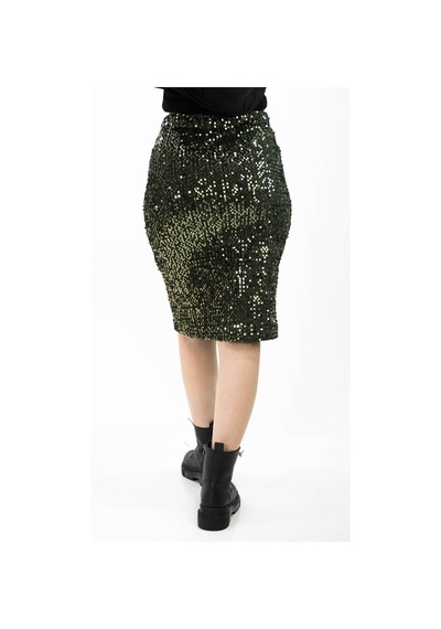 Sermoda Pullu & Astarlı Diz Altı Kalem Etek - 60 Cm Uzunlukta Abiye Etek Likralı & Esnek Pullu Etek Haki Sermoda Pullu & Astarlı Diz Altı Kalem Etek - 60 Cm Uzunlukta Abiye Etek Likralı & Esnek Pullu Etek Haki