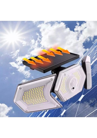Solar Güneş Enerjili Geniş Açılı Çift Kanat 254 Led 3 Modlu Bahçe N11.4342