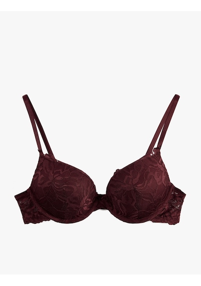 Koton Dantel Detaylı Destekli Ekstra Dolgulu Sütyen Bordo 6wlk10158mk Bordo