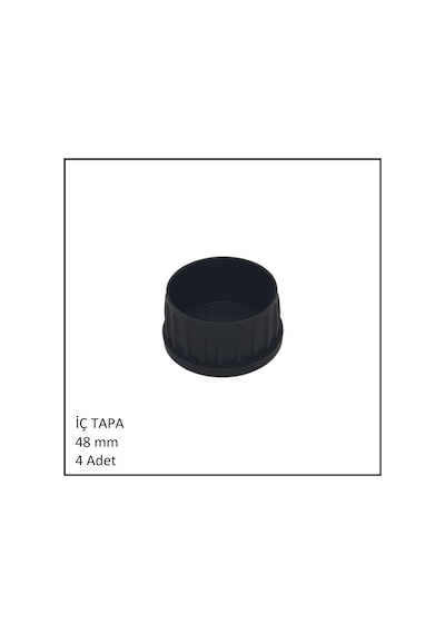 Plastik İç Tapa, Yuvarlak, 48 Mm 4 Adet Siyah