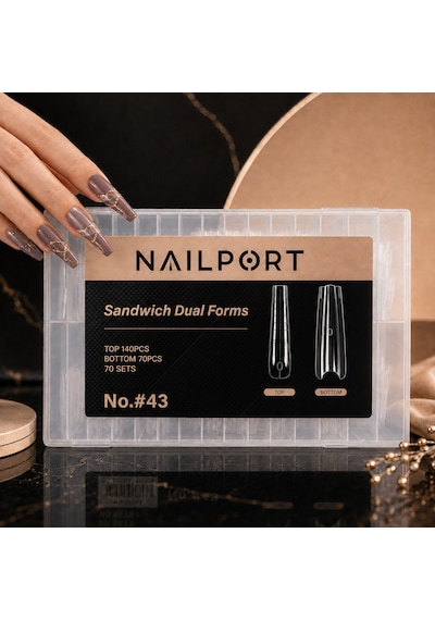 Long Balerin Protez Tırnak Sandwich Dual Üst Form Jel Polygel Acrygel - Akrijel Ve Polijel İçin Dual Form Şablon 140lı Wn-df043