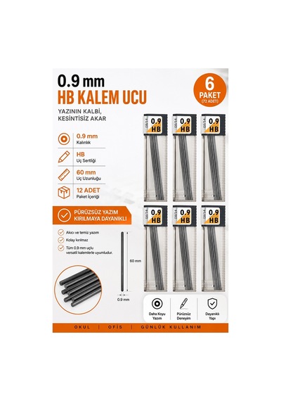 Kaliteli Kalem Ucu 12 Li 0.9 Mm Hb 6 Paket Tombow Versatil Kalem Uç Mekanik Uçlu Otomatik Kurşun Kalem Ucu 60mm Yumuşak