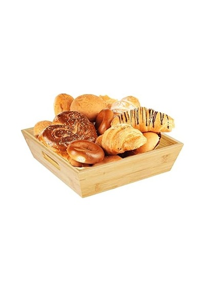 Bambu Lüx Kare Orta Boy Ekmeklik-meyvelik 20cm, Bambu Ekmeklik Kare Orta Boy 20cm Açık Gri