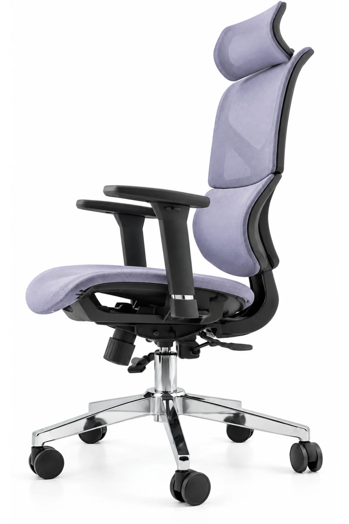 Fileli Başlıklı Ergonomik Çalışma Koltuğu Gri