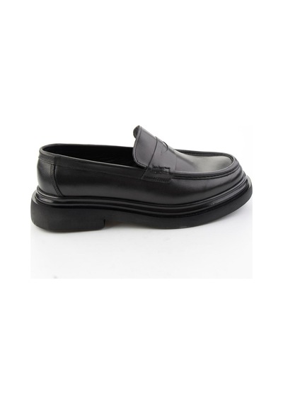 Bambi Siyah Antik Hakiki Deri Erkek Loafer Ayakkabı E01820604841