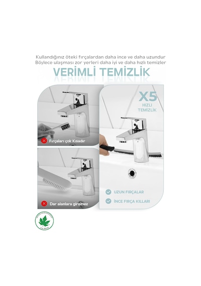 Çok Amaçlı Multi İnce Temizlik Fırçası Derz Arası Banyo Mutfak Lavabo Detay Temizleme Fırçası 2 Adet