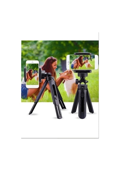 Taşınabilir Portatif Aksiyon Kamera Telefon Yükseklik Yön Ayarlı Mini Tripod 28 Cm Siyah Diğer